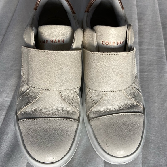 Cole Haan GrandPro Rally Velcro Leather Sneakers gold accent Women Size 5.5 B - Picture 3 of 12